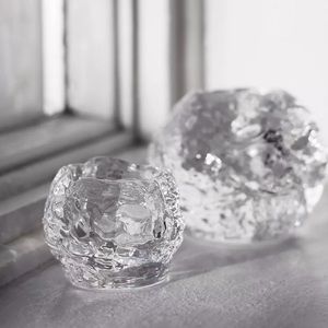 Set of 2 Kosta Boda Medium Snowball Crystal Votives